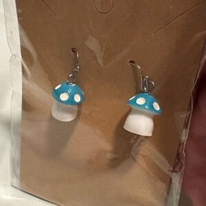Teal Mushroom earrings